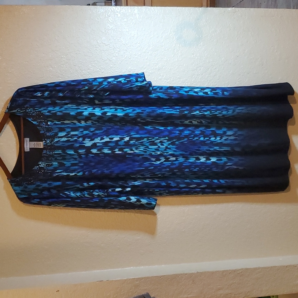 Catherine's Multi Color Blue Beaded Collar Dress